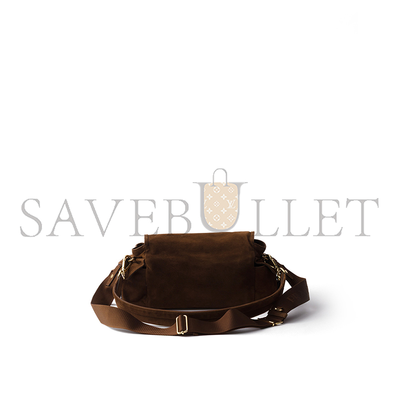 PRADA EXPLORE MEDIUM SUEDE SHOULDER BAG WITH FLAP 1BD394 (30*14*10cm)